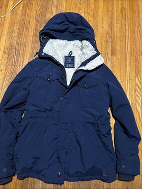Abercrombie & Fitch Navy Hooded Sherpa-Lined Field Jacket
